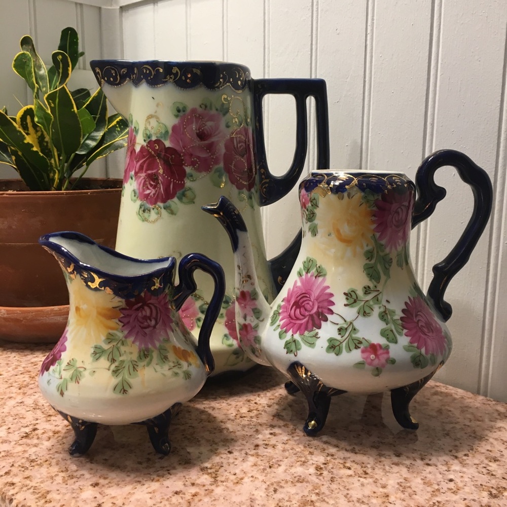 Vintage 1800’s Japanese hand painted pitchers
